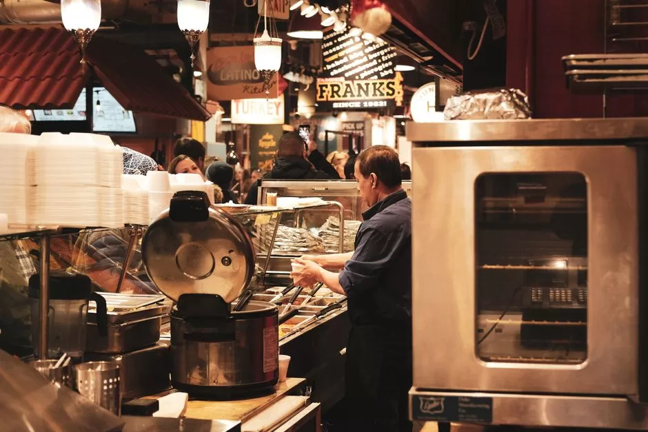 Counters in a food hall