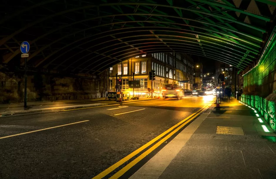 Traffic inside a road tunnel
