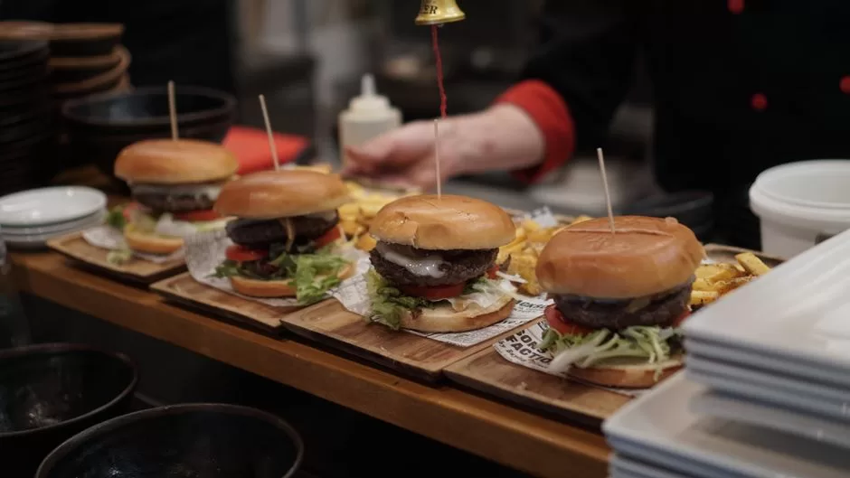A burger served on a plate