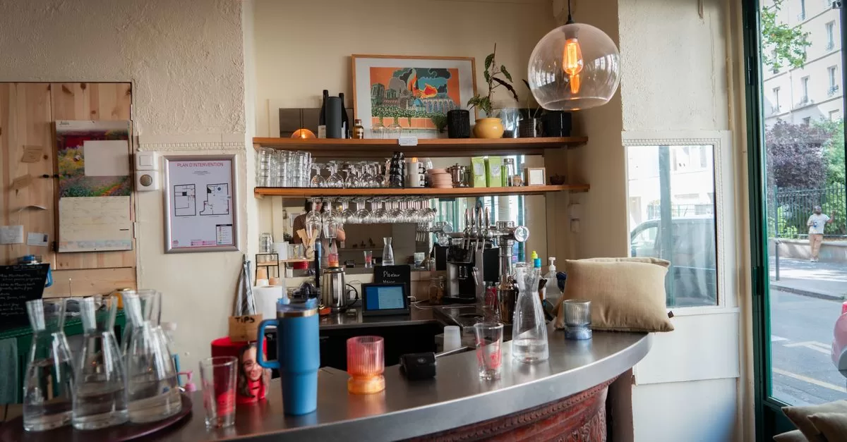 Cozy cafe interior with modern decor