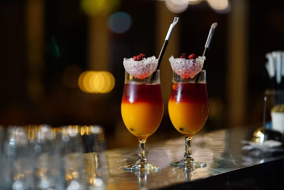 Cocktails on a bar counter