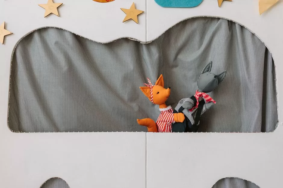 A traditional Punch and Judy puppet booth