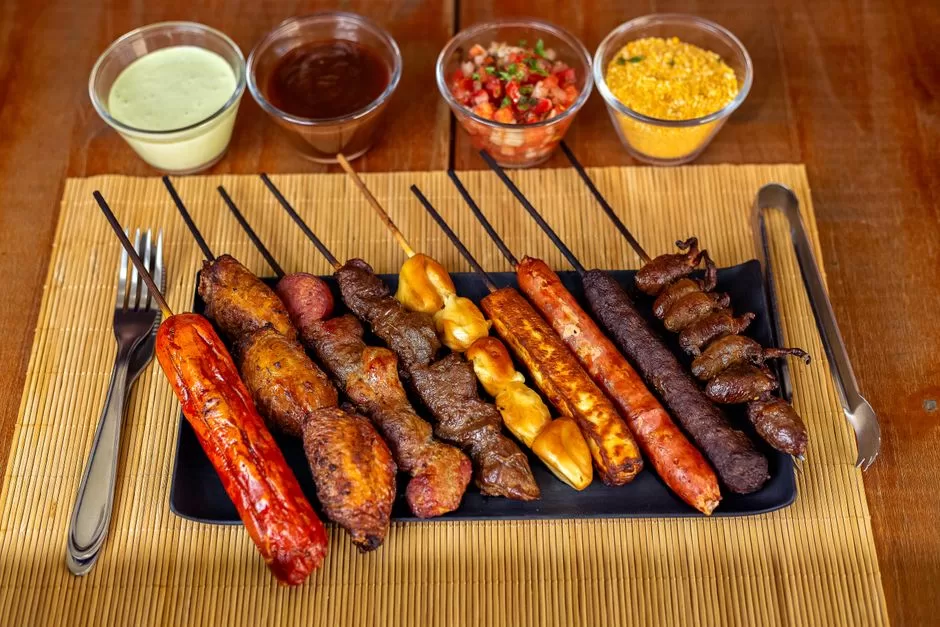 Meat carved from a skewer