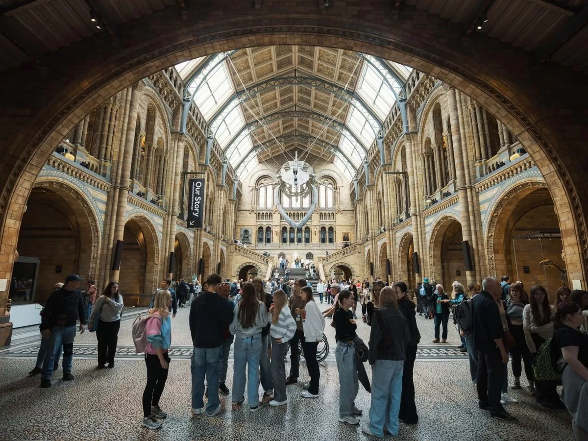 The interior of a grand museum gallery