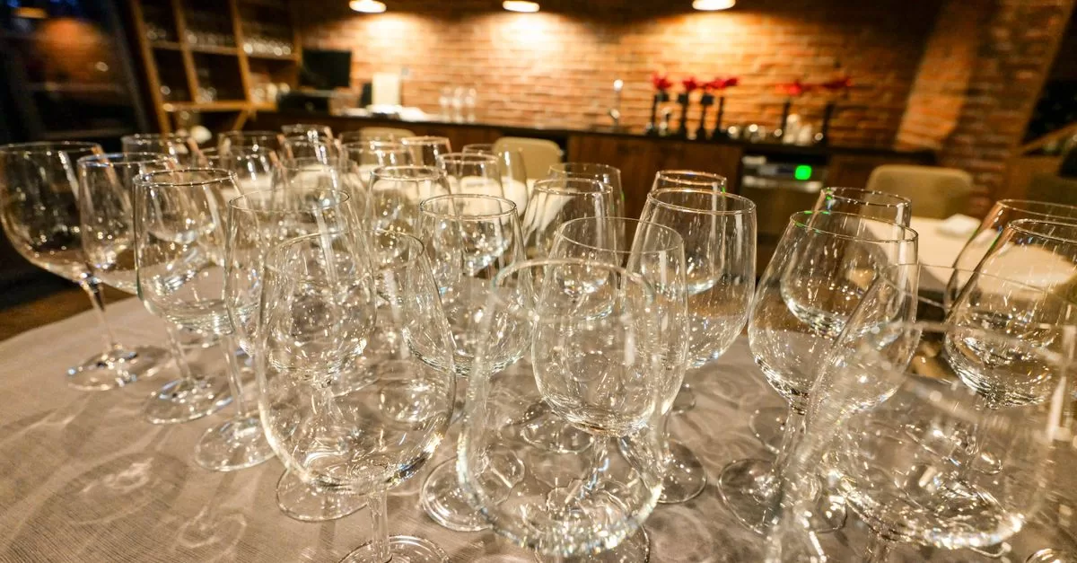 Abundance of glasses in bar