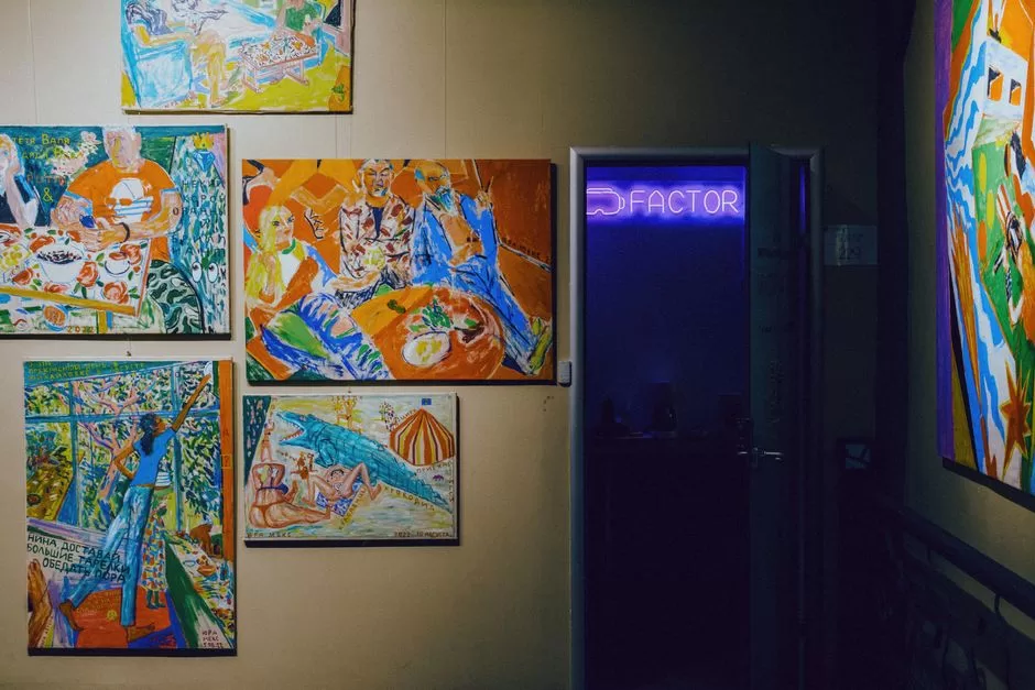 Modern art on a gallery wall