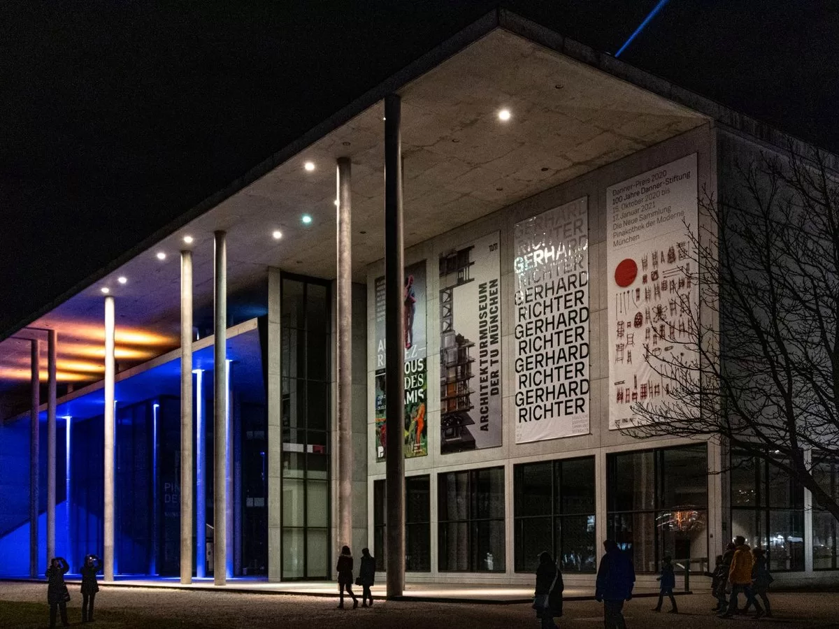 A museum gallery after dark