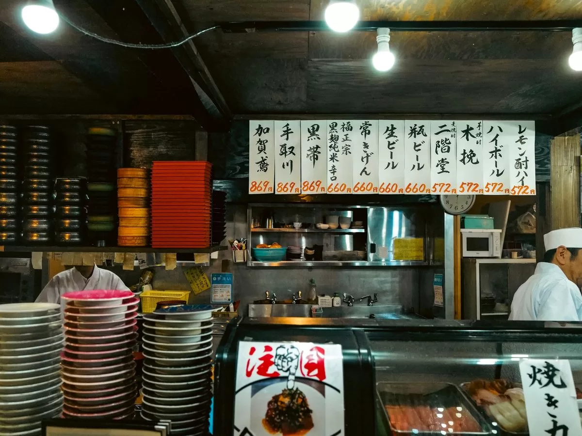 A Japanese restaurant counter
