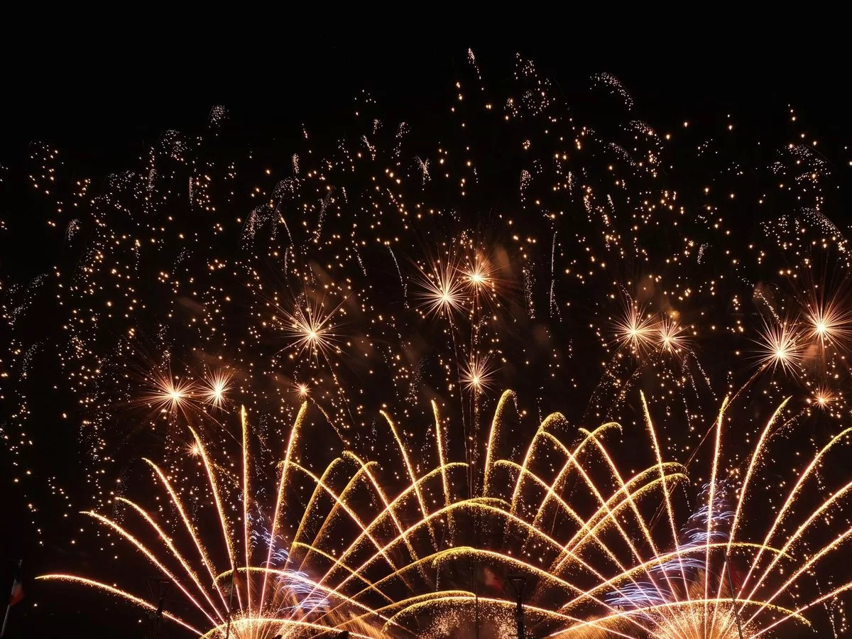 New Year fireworks over the river