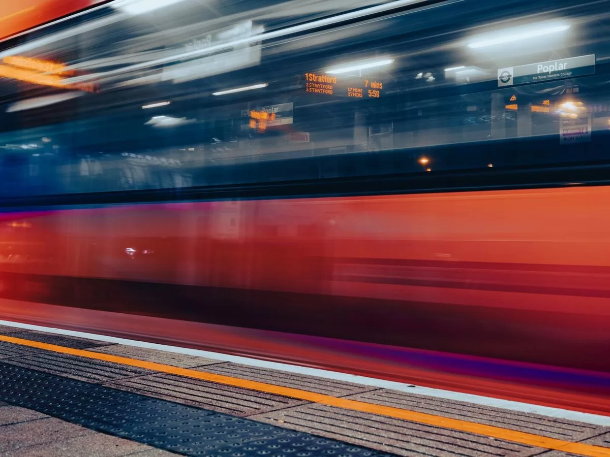 A London Underground platform late at night