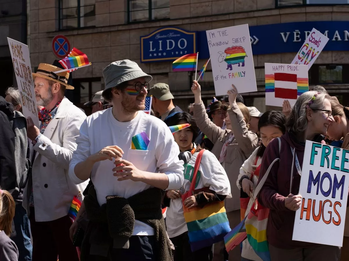 Rainbow flags at a Pride parade