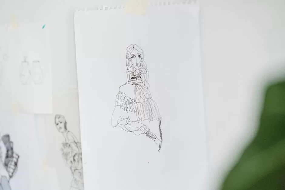 Illustrations hung in a gallery