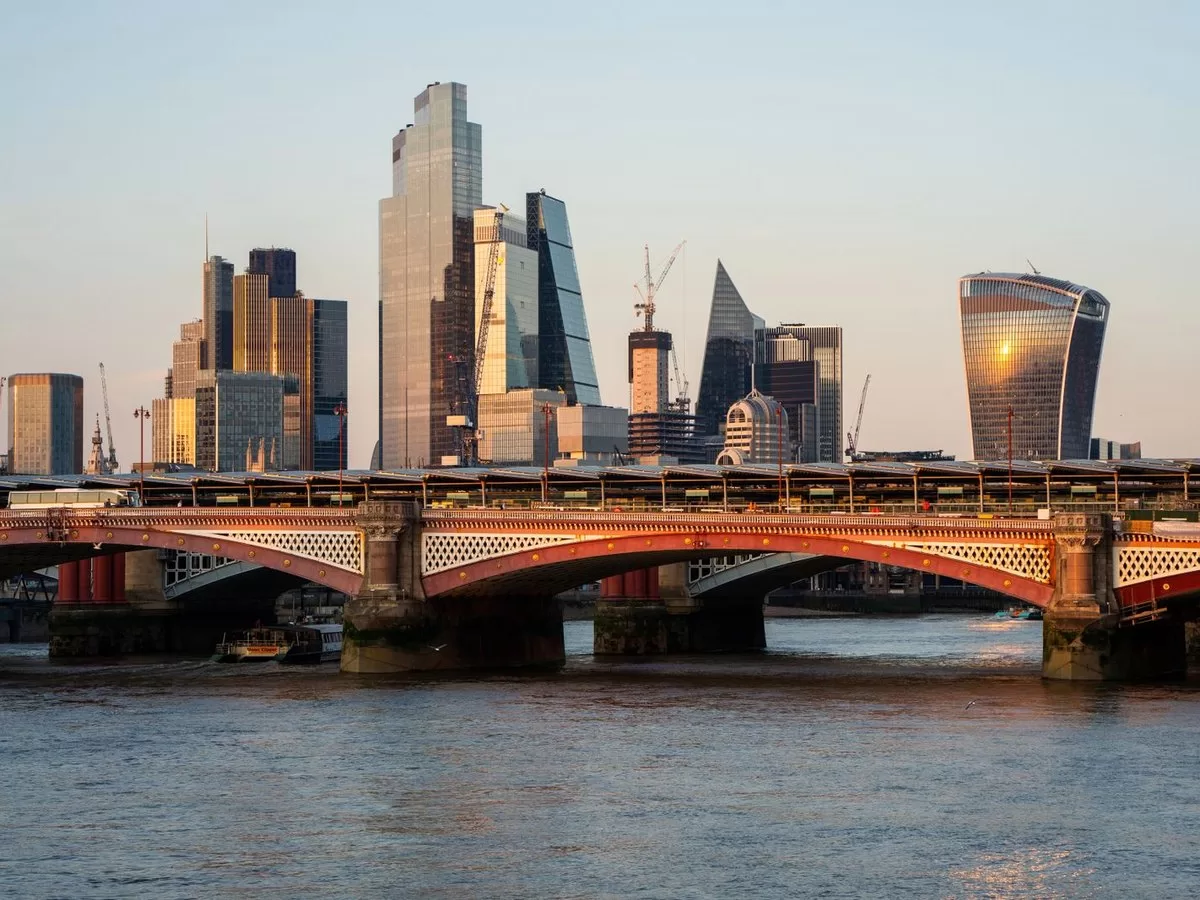 The London skyline at sunset