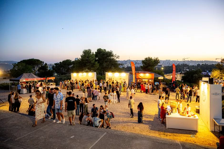 Stalls at an outdoor food festival