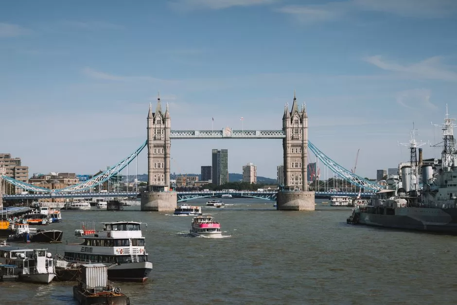 Tower Bridge and boats on the River Thames
