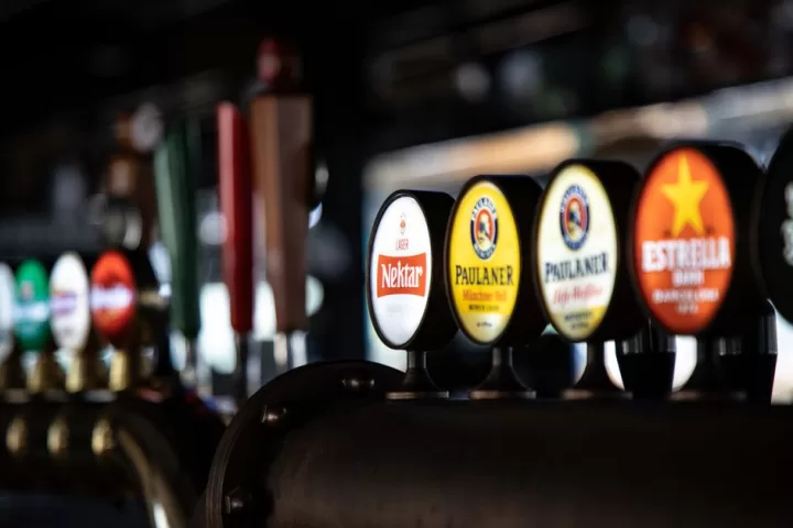 Beer selection on bar counter