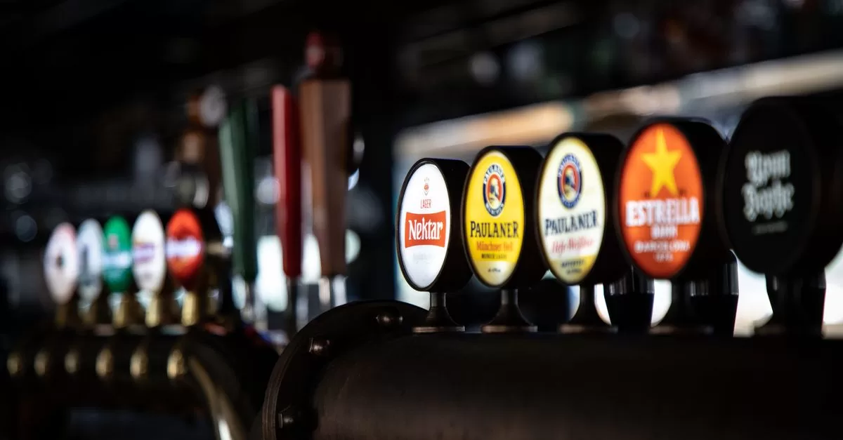 Beer selection on bar counter