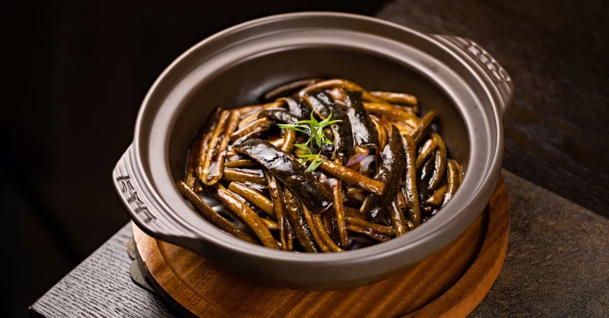 Close up of a bowl with a gourmet dish